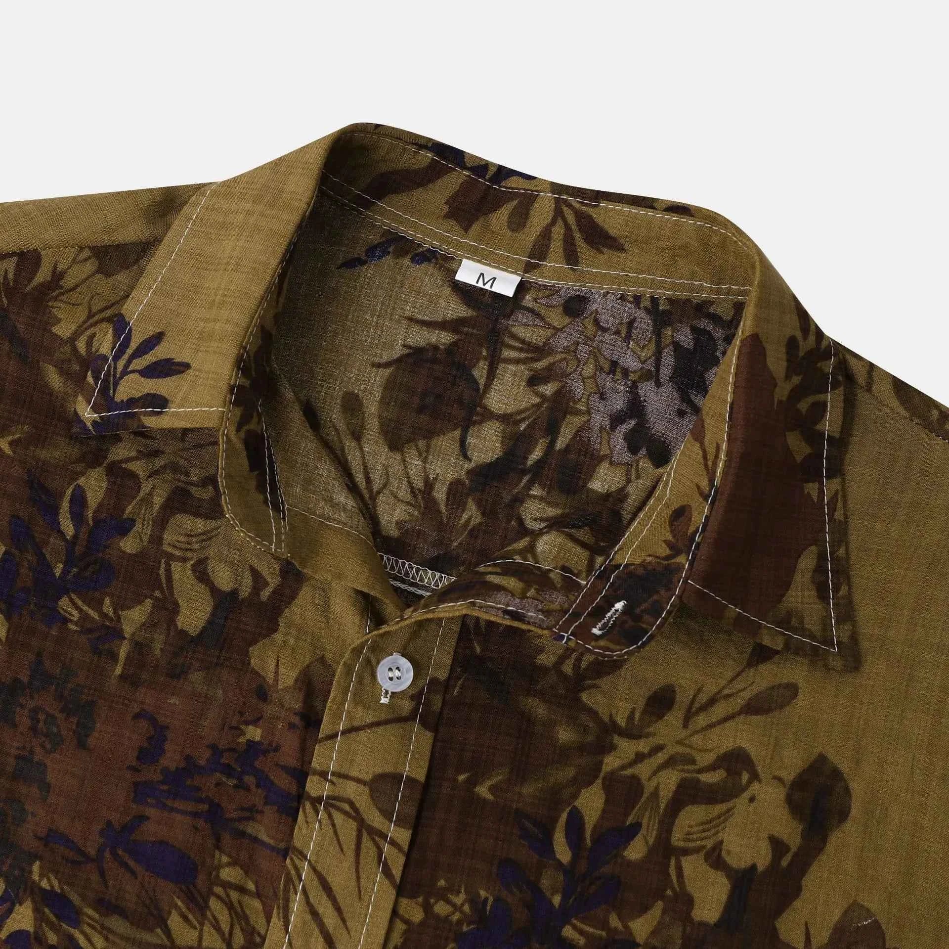 Men's Plus Size Printed Short Sleeve Button Down Casual Shirt